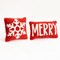Melrose Snowflake and "Merry" Christmas Throw Pillows - 15.5" - Red and White - Set of 2